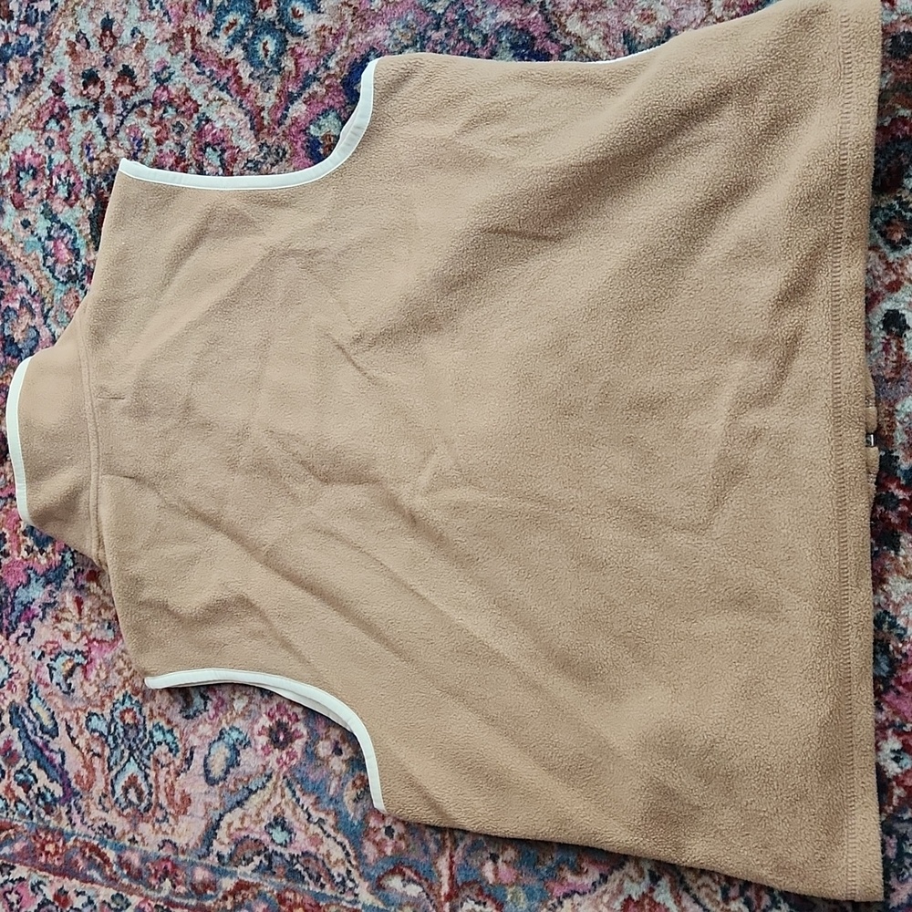 3/$20 Tan and Cream Women's Fleece Vest - Picture 3 of 3